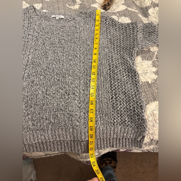 Madewell Heathered Gray Cotton Blend 3/4 Sleeve Crew Neck Sweater - Picture 7 of 10
